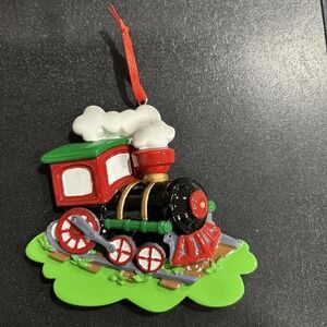 Christmas Ornament Holiday Train Choo Choo Black And Red Can Be Personalized